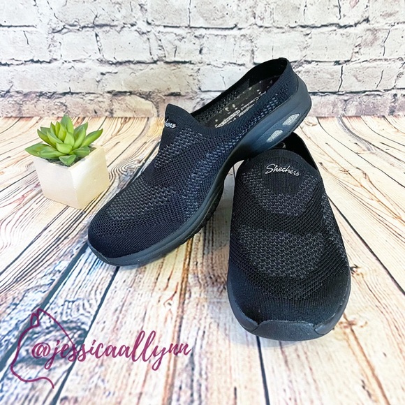 Skechers | black mesh slip on sneakers no laces memory foam footbed - Picture 1 of 8